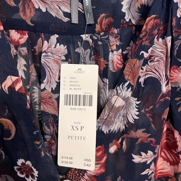 NWT - ANTHROPOLOGIE The Estela Sheer Printed Blouse In Blue. size XS. - Picture 4 of 8